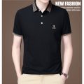 New Short Sleeve T-Shirt For Men Loose Summer Business Plain Mercerized Cotton Lapel Polo Shirt Half Sleeve Father - Image 2
