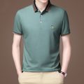 New Short Sleeve T-Shirt For Men Loose Summer Business Plain Mercerized Cotton Lapel Polo Shirt Half Sleeve Father - Image 5
