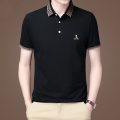 New Short Sleeve T-Shirt For Men Loose Summer Business Plain Mercerized Cotton Lapel Polo Shirt Half Sleeve Father