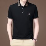 New Short Sleeve T-Shirt For Men Loose Summer Business Plain Mercerized Cotton Lapel Polo Shirt Half Sleeve Father