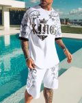 Printed Round Neck Sleeve Shorts Suit For Men - Image 3