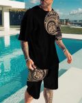 Printed Round Neck Sleeve Shorts Suit For Men - Image 6