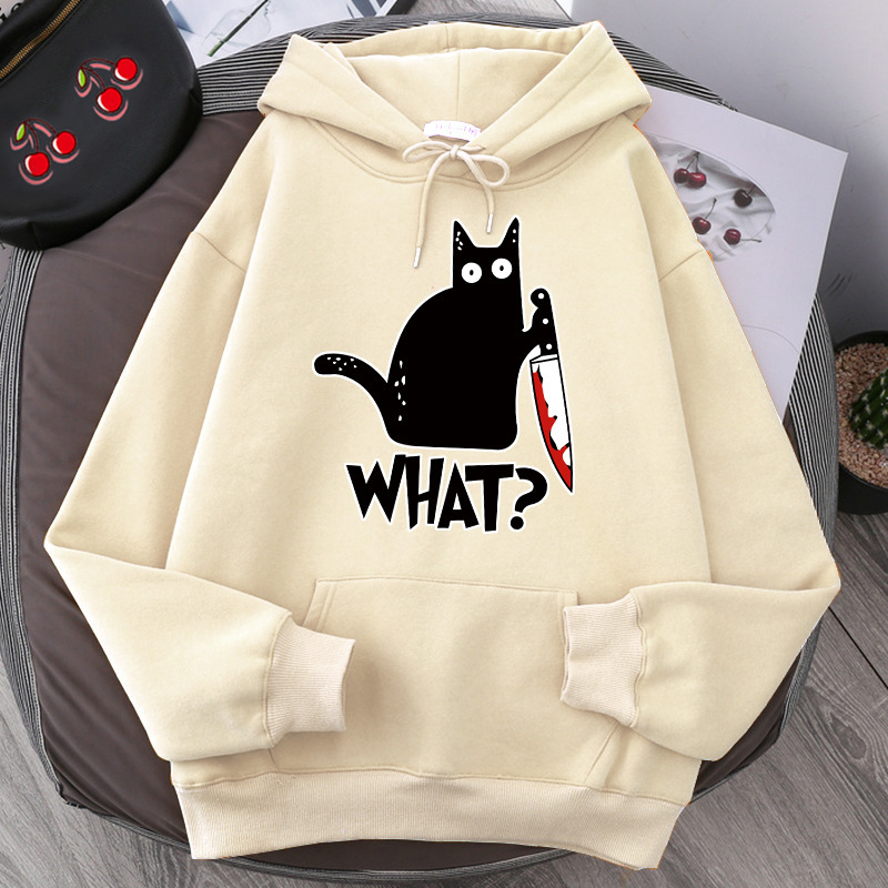 395822e4-40bd-48df-9581-296e89904dec.jpg Killer Black Cat Killer Black Cat Surprised Hoodies Male - Image 1